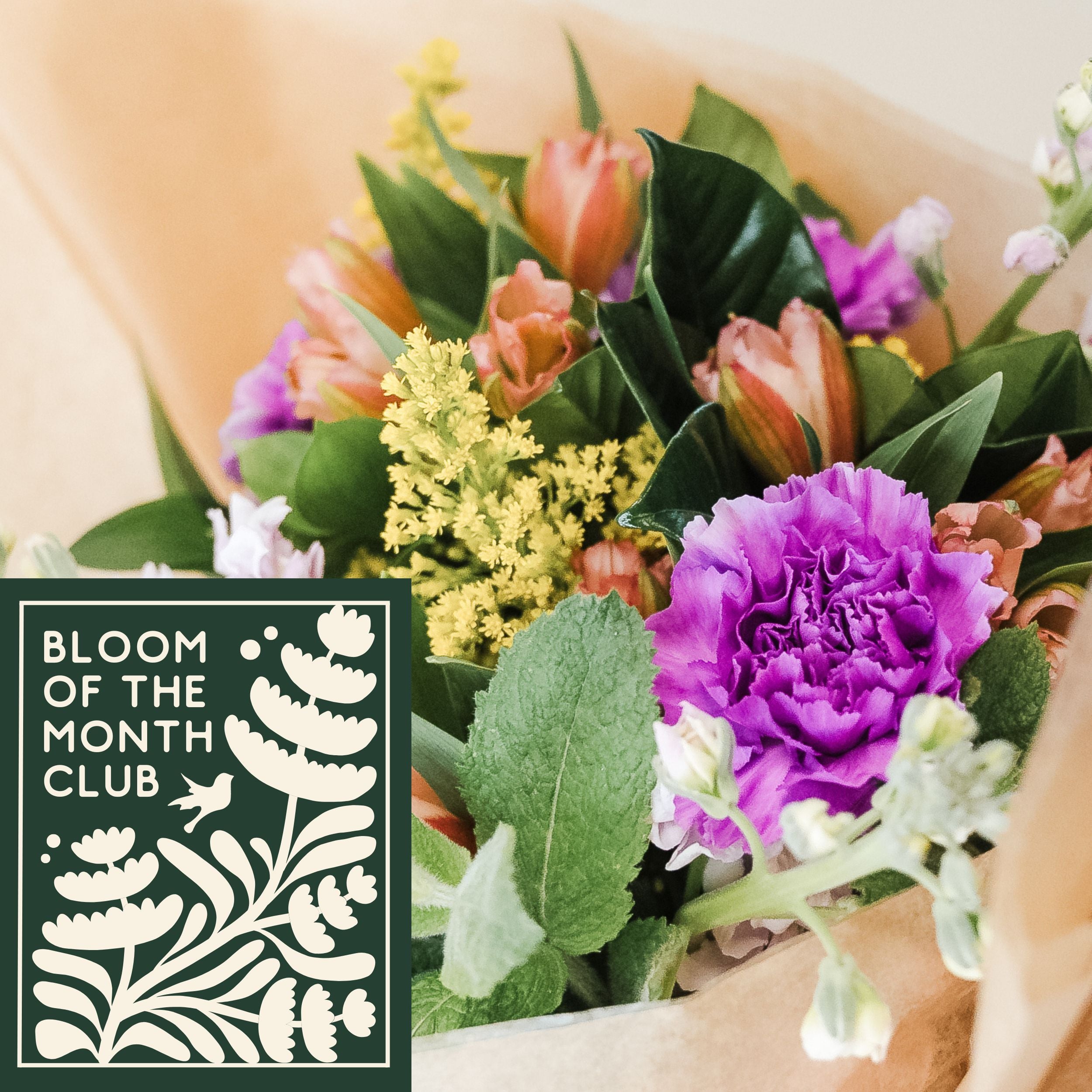 Flower Bouquet with Bloom of the Month Club Logo